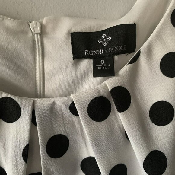 Ronni Nicole Dress Black White Polka Dot Sleeveless Size 8 - Picture 2 of 4